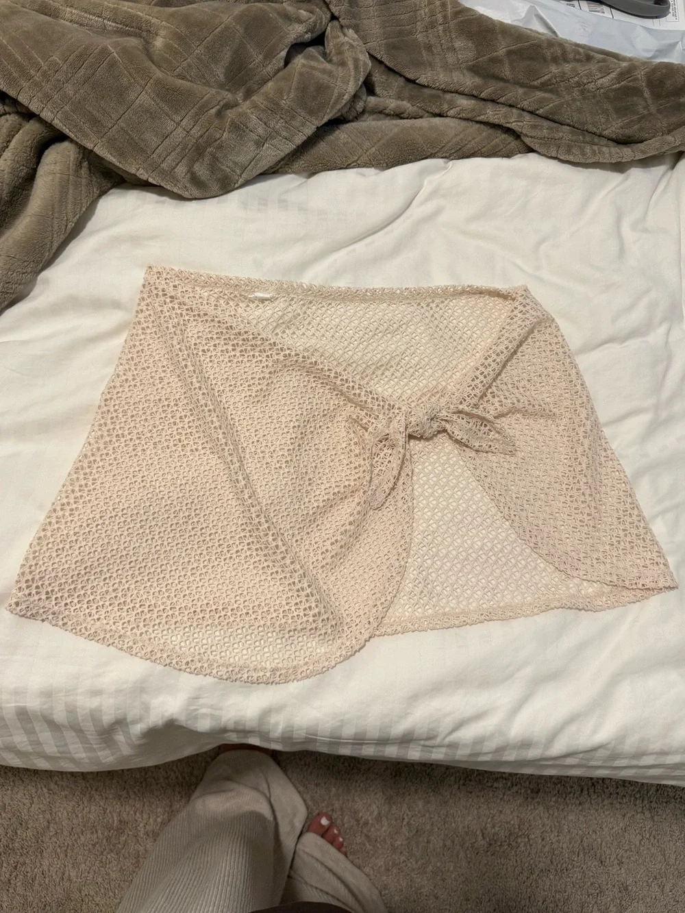 Target Blush Open-Knit Tie-Waist Swim Coverup